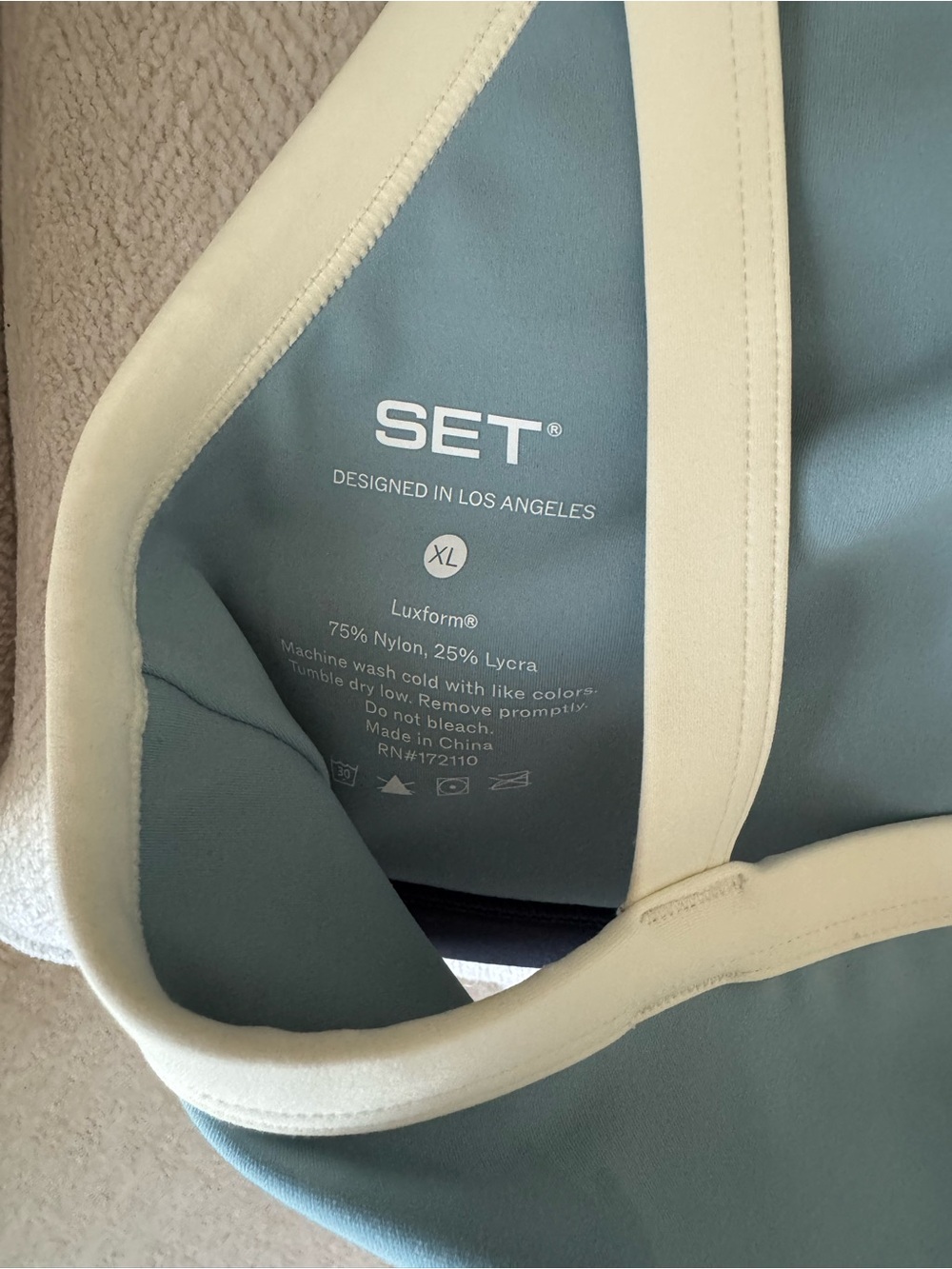 SET Active Light Blue & Cream Sports Bra with Navy Band - Picture 3 of 3